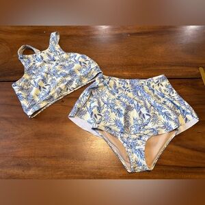Kortni Jeane Kids Bikini in Blue and Cream
